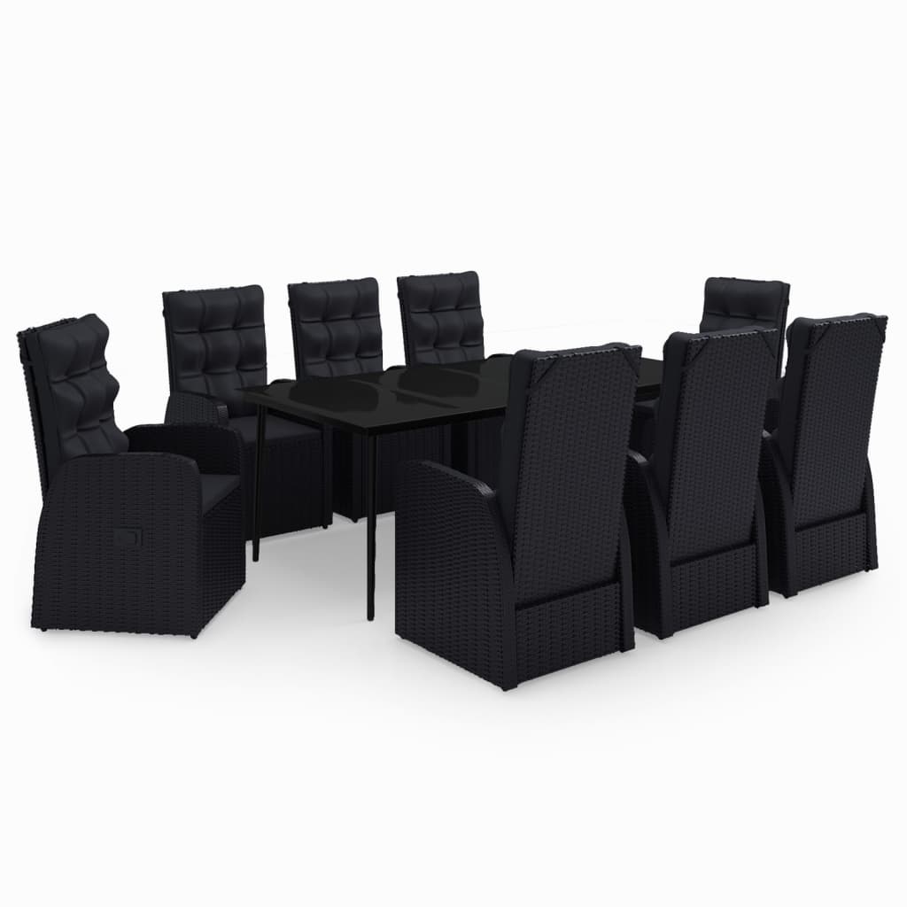 vidaXL Patio Dining Set Seat 3/5/7 Piece Black/Gray 31.5"/55.1" Table Length-6