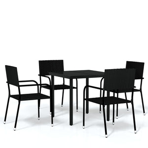 vidaXL Patio Dining Set Chair 3/5/7 Piece Black/Gray 31.5"/55.1" Table Length-18