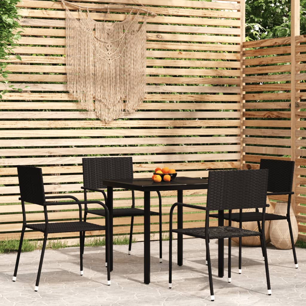 vidaXL Patio Dining Set Chair 3/5/7 Piece Black/Gray 31.5"/55.1" Table Length-20