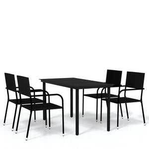 vidaXL Patio Dining Set Chair 3/5/7 Piece Black/Gray 31.5"/55.1" Table Length-22