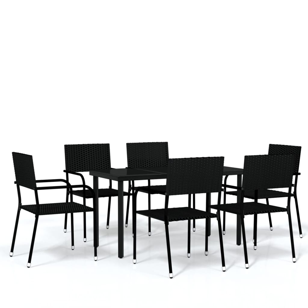 vidaXL Patio Dining Set Chair 3/5/7 Piece Black/Gray 31.5"/55.1" Table Length-0