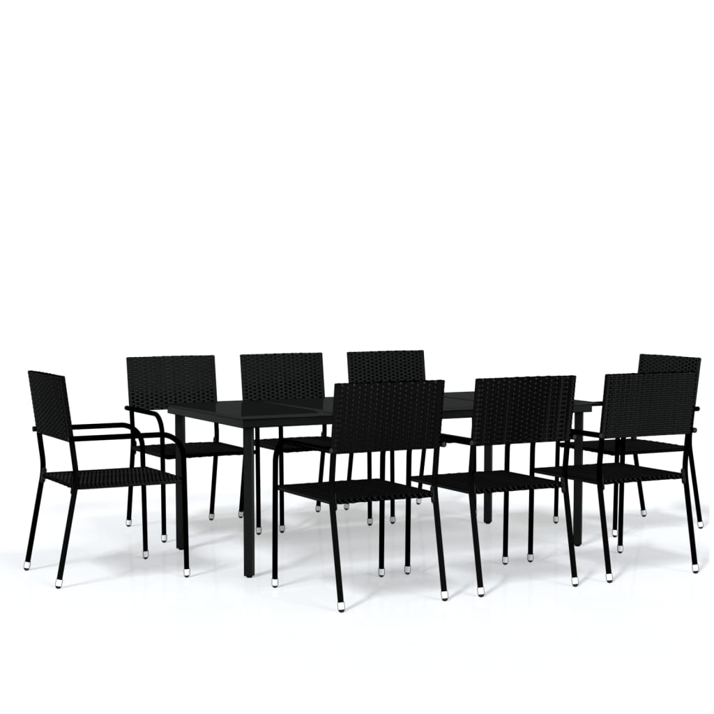 vidaXL Patio Dining Set Chair 3/5/7 Piece Black/Gray 31.5"/55.1" Table Length-13