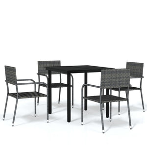 vidaXL Patio Dining Set Chair 3/5/7 Piece Black/Gray 31.5"/55.1" Table Length-12