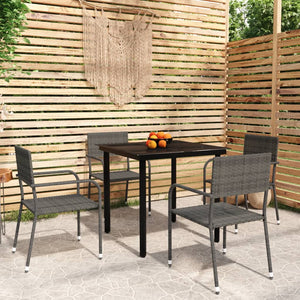 vidaXL Patio Dining Set Chair 3/5/7 Piece Black/Gray 31.5"/55.1" Table Length-15