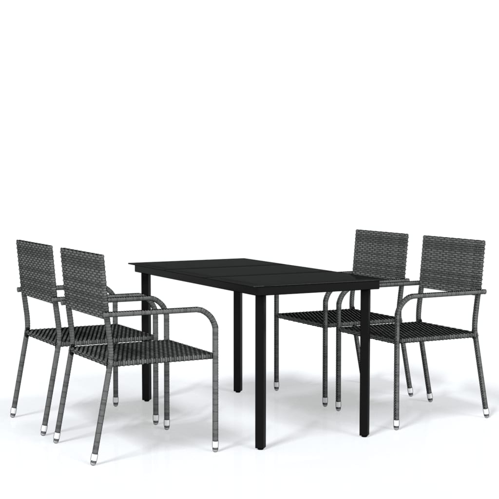 vidaXL Patio Dining Set Chair 3/5/7 Piece Black/Gray 31.5"/55.1" Table Length-17