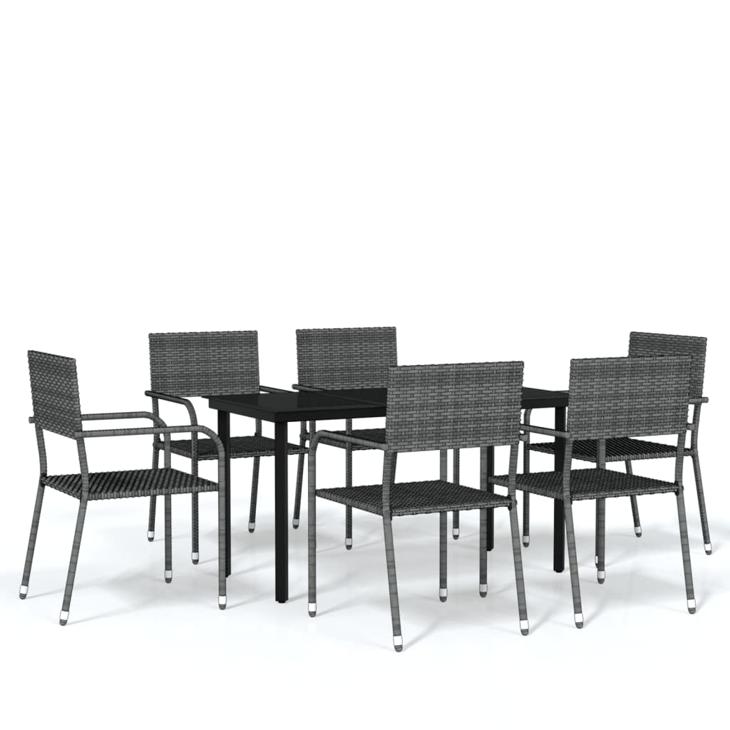 vidaXL Patio Dining Set Chair 3/5/7 Piece Black/Gray 31.5"/55.1" Table Length-21