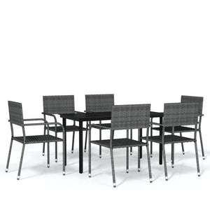 vidaXL Patio Dining Set Chair 3/5/7 Piece Black/Gray 31.5"/55.1" Table Length-21