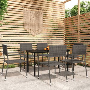 vidaXL Patio Dining Set Chair 3/5/7 Piece Black/Gray 31.5"/55.1" Table Length-23