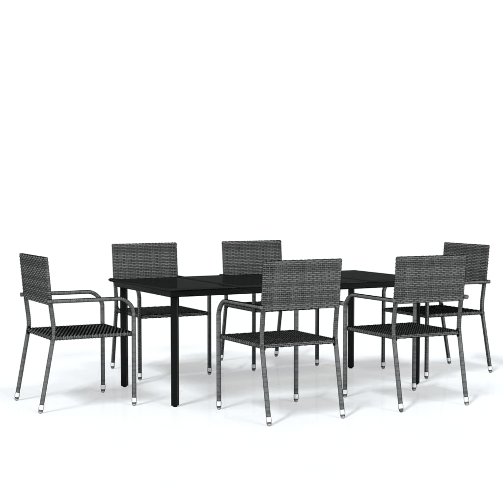 vidaXL Patio Dining Set Chair 3/5/7 Piece Black/Gray 31.5"/55.1" Table Length-1