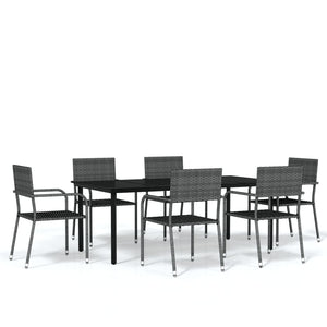 vidaXL Patio Dining Set Chair 3/5/7 Piece Black/Gray 31.5"/55.1" Table Length-1