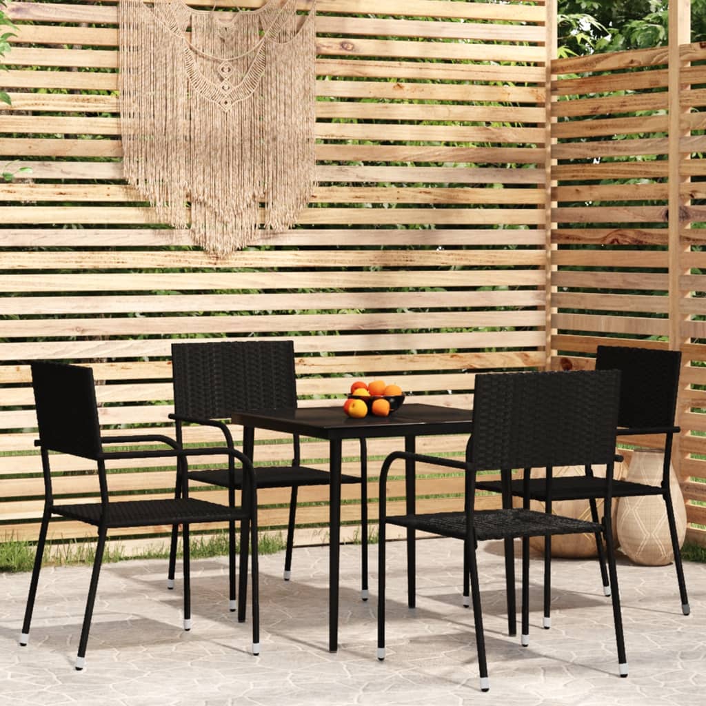 vidaXL Patio Dining Set Chair 3/5/7 Piece Black/Gray 31.5"/55.1" Table Length-17