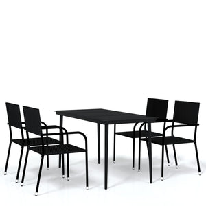 vidaXL Patio Dining Set Chair 3/5/7 Piece Black/Gray 31.5"/55.1" Table Length-19