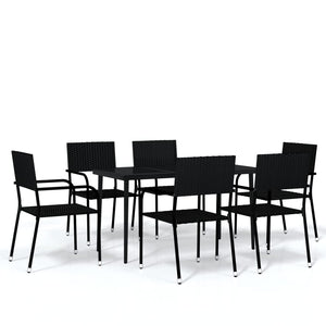 vidaXL Patio Dining Set Chair 3/5/7 Piece Black/Gray 31.5"/55.1" Table Length-23