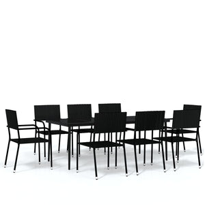 vidaXL Patio Dining Set Chair 3/5/7 Piece Black/Gray 31.5"/55.1" Table Length-0