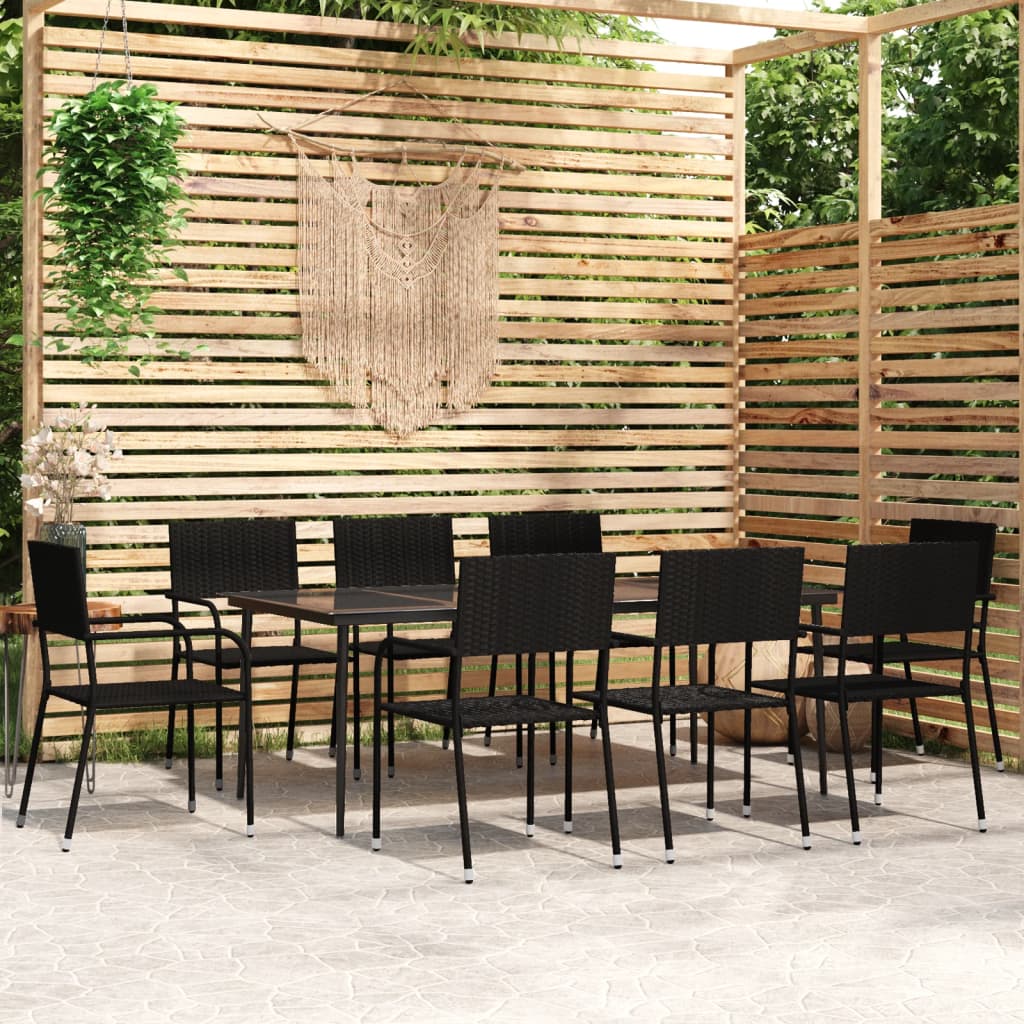 vidaXL Patio Dining Set Chair 3/5/7 Piece Black/Gray 31.5"/55.1" Table Length-6