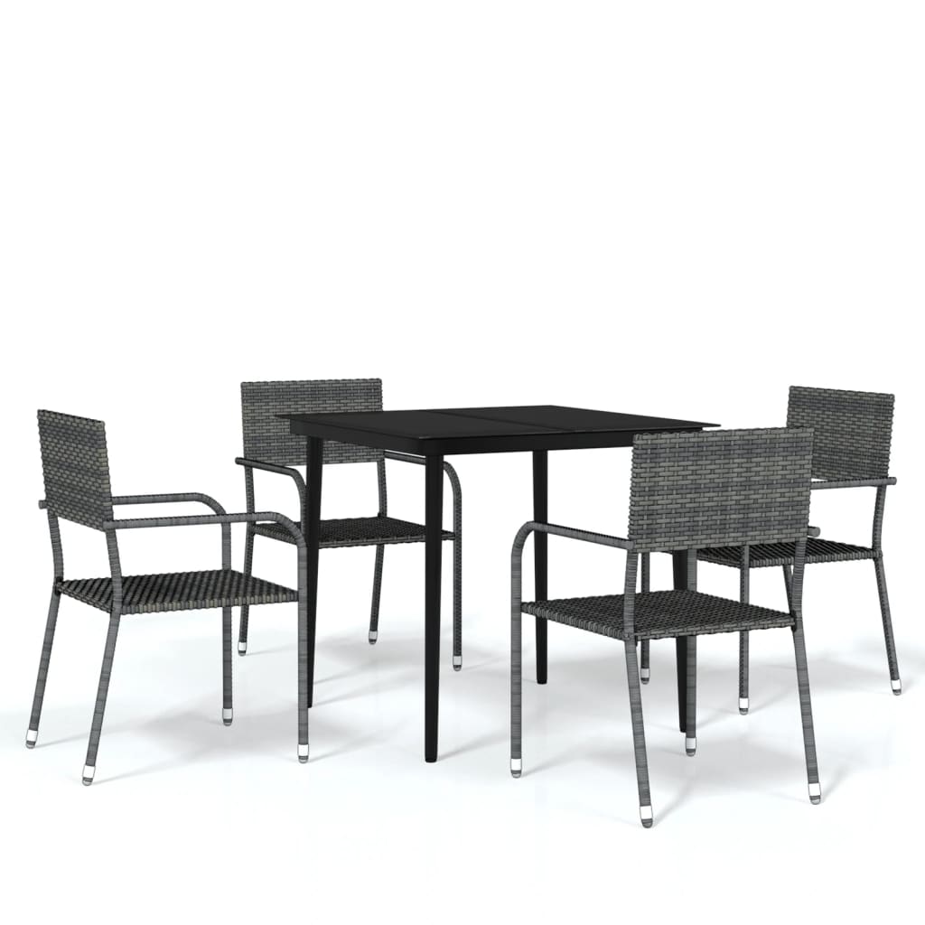 vidaXL Patio Dining Set Chair 3/5/7 Piece Black/Gray 31.5"/55.1" Table Length-11