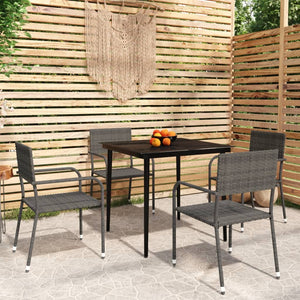 vidaXL Patio Dining Set Chair 3/5/7 Piece Black/Gray 31.5"/55.1" Table Length-14