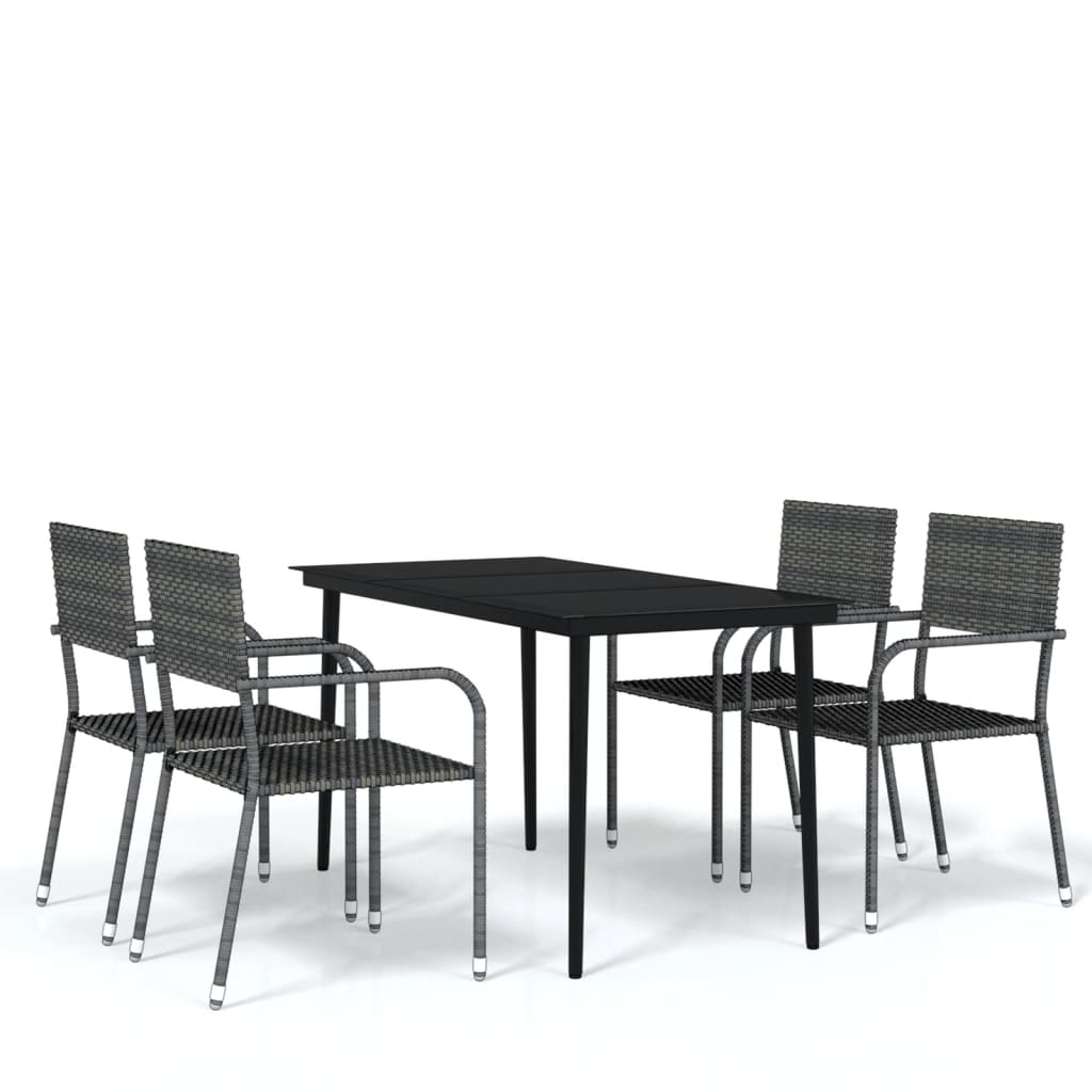 vidaXL Patio Dining Set Chair 3/5/7 Piece Black/Gray 31.5"/55.1" Table Length-20