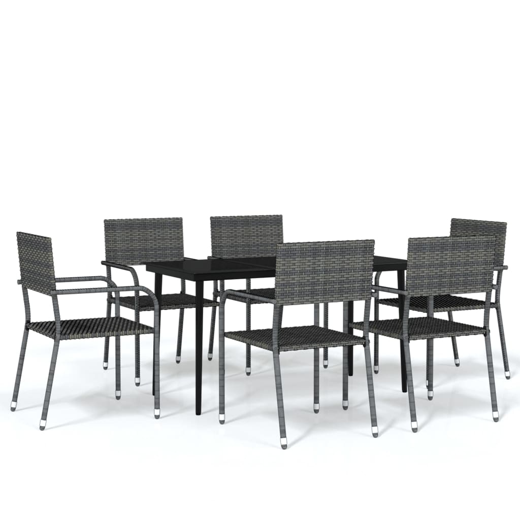 vidaXL Patio Dining Set Chair 3/5/7 Piece Black/Gray 31.5"/55.1" Table Length-16