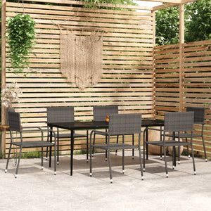 vidaXL Patio Dining Set Chair 3/5/7 Piece Black/Gray 31.5"/55.1" Table Length-13