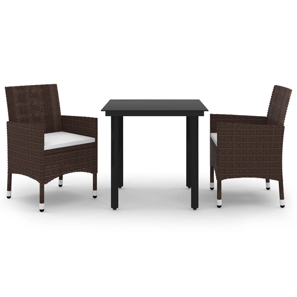 vidaXL Patio Dining Set Outdoor Table and Chair Set Poly Rattan and Glass-0