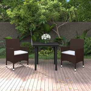 vidaXL Patio Dining Set Outdoor Table and Chair Set Poly Rattan and Glass-7