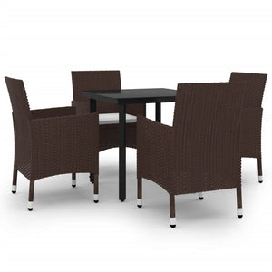 vidaXL Patio Dining Set Outdoor Table and Chair Set Poly Rattan and Glass-28