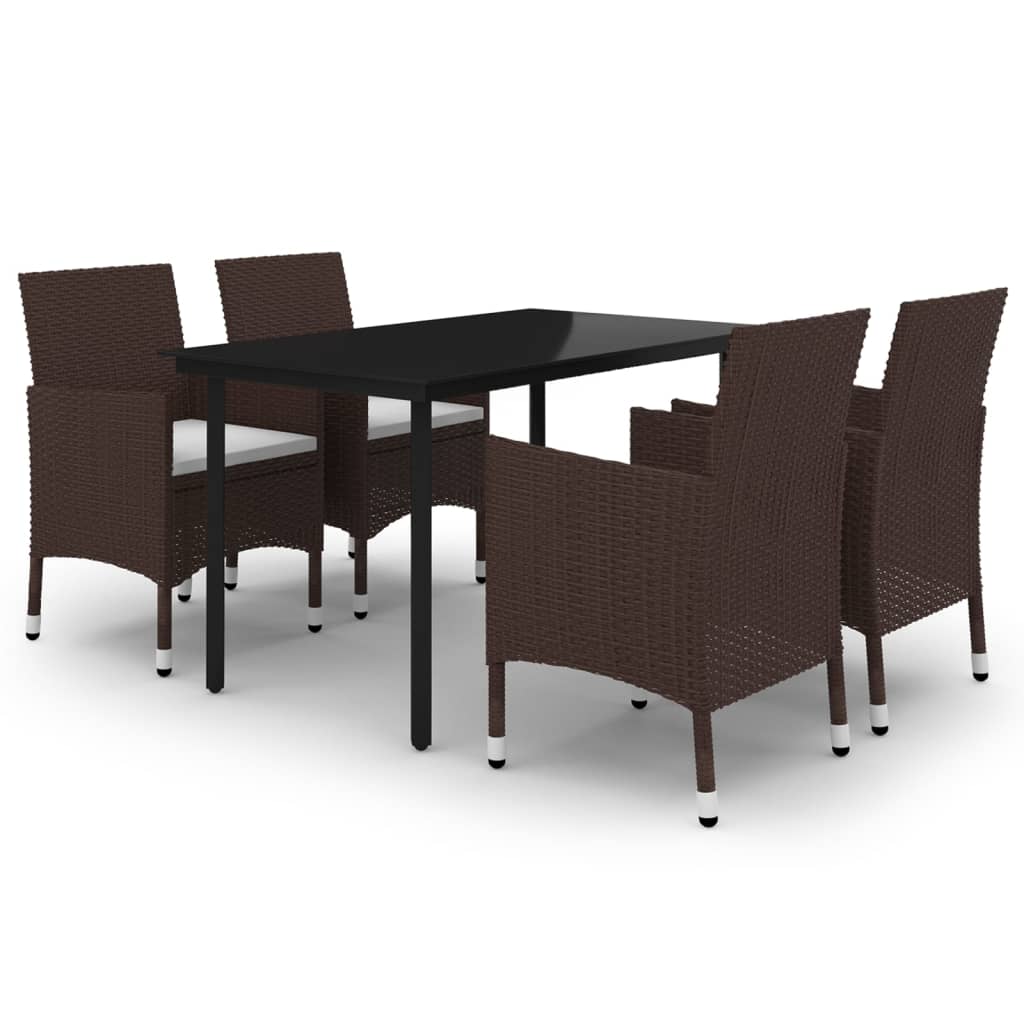 vidaXL Patio Dining Set Outdoor Table and Chair Set Poly Rattan and Glass-46