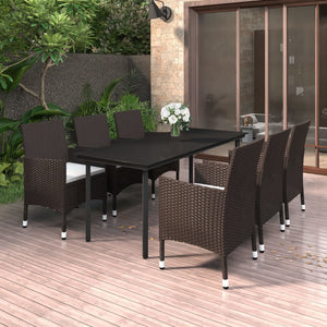 vidaXL Patio Dining Set Outdoor Table and Chair Set Poly Rattan and Glass-49