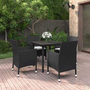 vidaXL Patio Dining Set Outdoor Table and Chair Set Poly Rattan and Glass-40