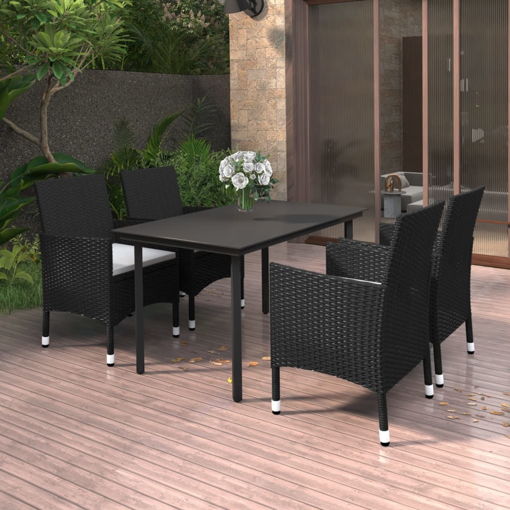 vidaXL Patio Dining Set Outdoor Table and Chair Set Poly Rattan and Glass-25