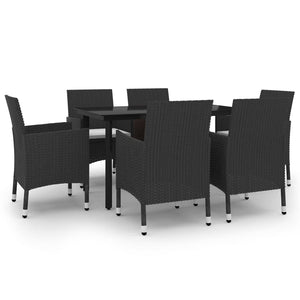 vidaXL Patio Dining Set Outdoor Table and Chair Set Poly Rattan and Glass-4