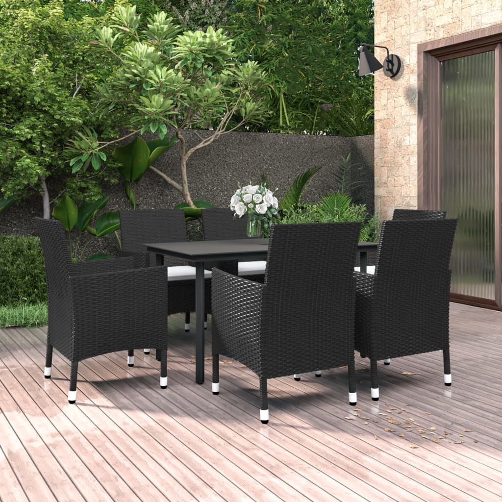 vidaXL Patio Dining Set Outdoor Table and Chair Set Poly Rattan and Glass-11