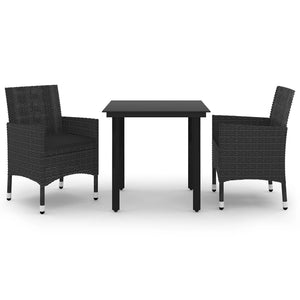 vidaXL Patio Dining Set Outdoor Table and Chair Set Poly Rattan and Glass-19