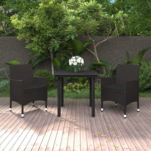 vidaXL Patio Dining Set Outdoor Table and Chair Set Poly Rattan and Glass-26