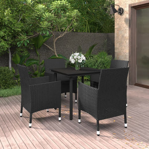 vidaXL Patio Dining Set Outdoor Table and Chair Set Poly Rattan and Glass-52