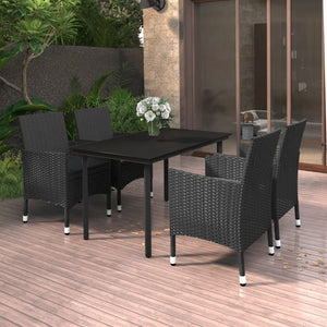 vidaXL Patio Dining Set Outdoor Table and Chair Set Poly Rattan and Glass-24