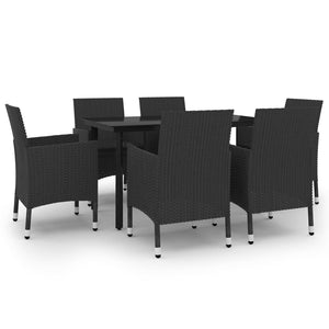 vidaXL Patio Dining Set Outdoor Table and Chair Set Poly Rattan and Glass-59