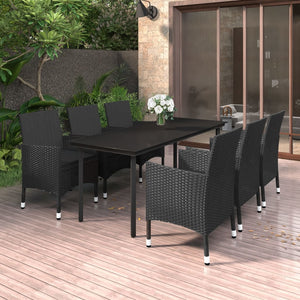 vidaXL Patio Dining Set Outdoor Table and Chair Set Poly Rattan and Glass-12