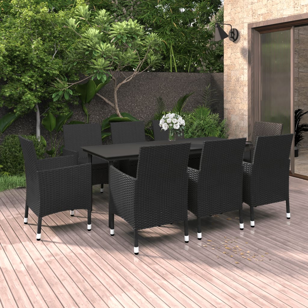 vidaXL Patio Dining Set Outdoor Table and Chair Set Poly Rattan and Glass-38