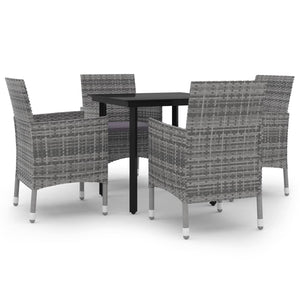 vidaXL Patio Dining Set Outdoor Table and Chair Set Poly Rattan and Glass-43