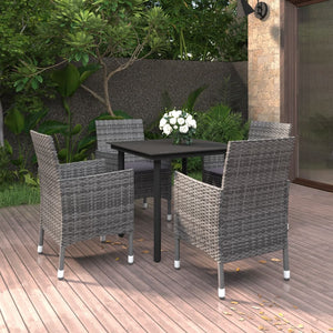 vidaXL Patio Dining Set Outdoor Table and Chair Set Poly Rattan and Glass-50