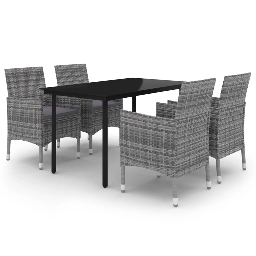 vidaXL Patio Dining Set Outdoor Table and Chair Set Poly Rattan and Glass-1