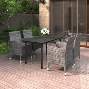 vidaXL Patio Dining Set Outdoor Table and Chair Set Poly Rattan and Glass-8