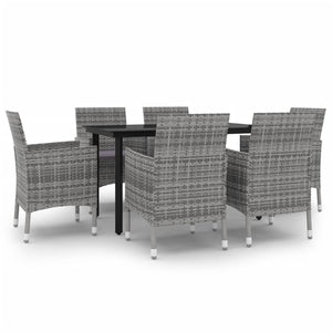 vidaXL Patio Dining Set Outdoor Table and Chair Set Poly Rattan and Glass-57