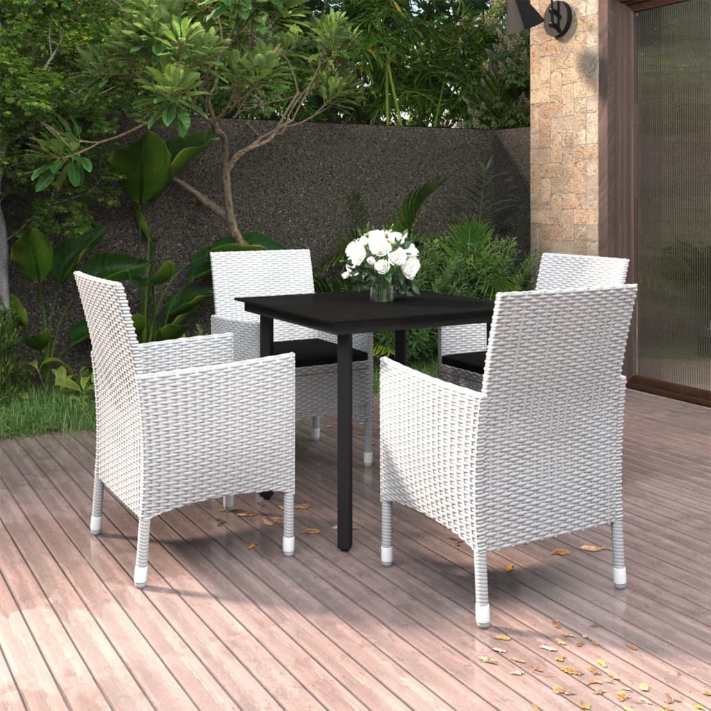 vidaXL Patio Dining Set Outdoor Table and Chair Set Poly Rattan and Glass-55