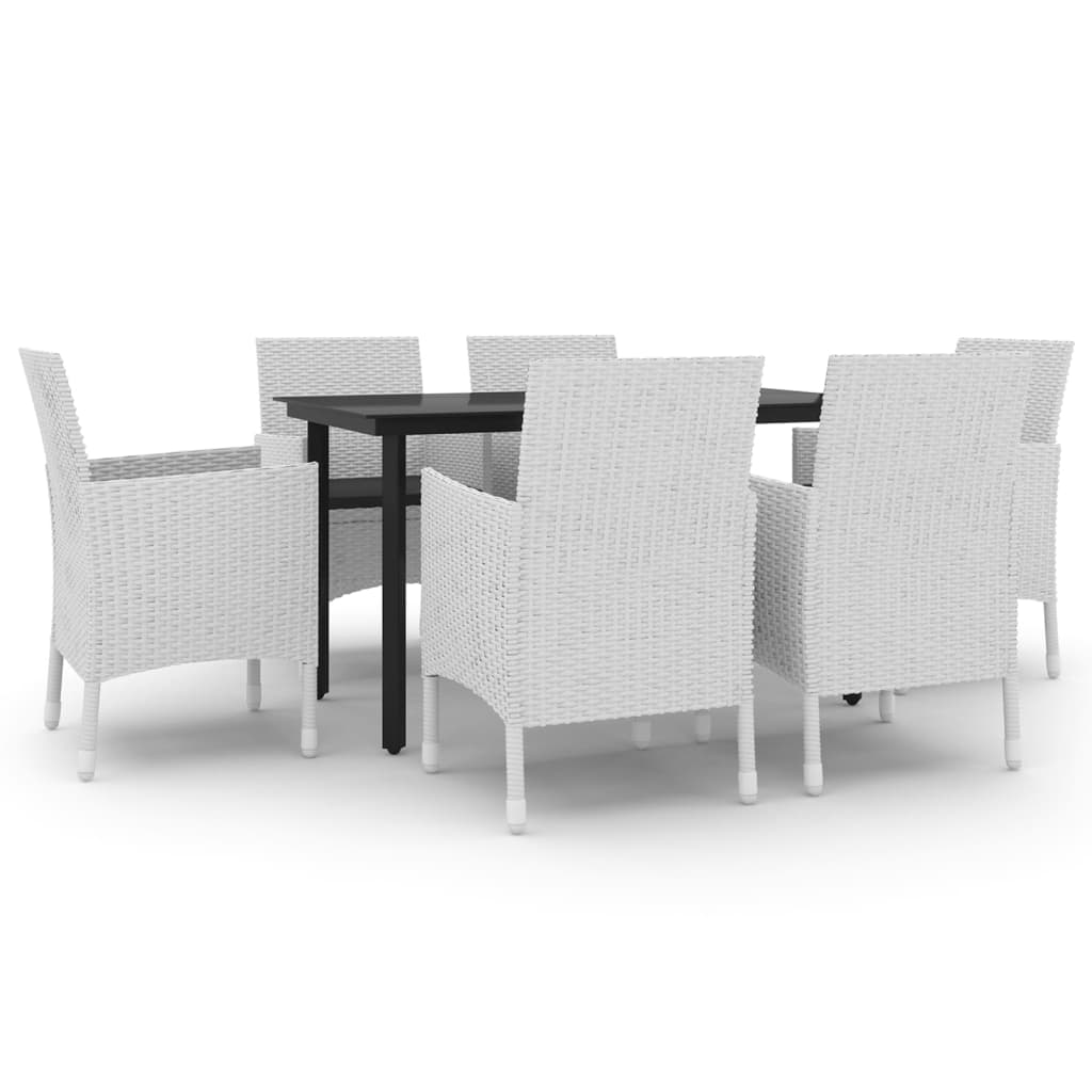 vidaXL Patio Dining Set Outdoor Table and Chair Set Poly Rattan and Glass-70