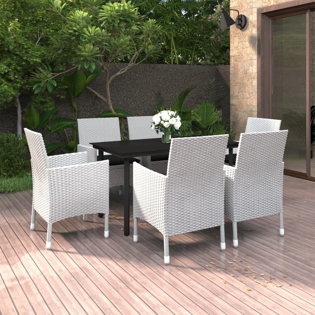 vidaXL Patio Dining Set Outdoor Table and Chair Set Poly Rattan and Glass-71