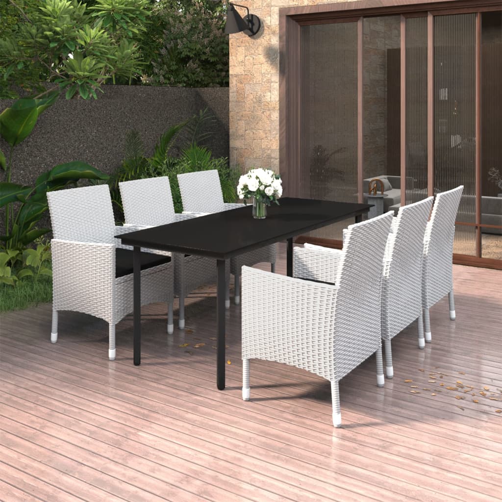 vidaXL Patio Dining Set Outdoor Table and Chair Set Poly Rattan and Glass-27