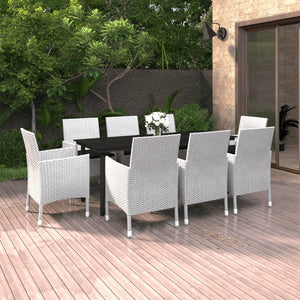 vidaXL Patio Dining Set Outdoor Table and Chair Set Poly Rattan and Glass-13